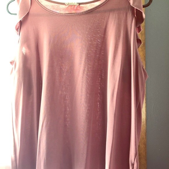 Blush color top with cute ruffles as sleeves - Picture 1 of 1